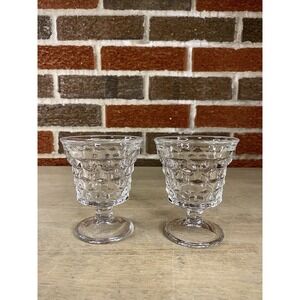 Fostoria Juice Glass Indiana American Cubist 3-7/8" Footed Vintage Set Of 2